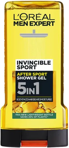 L’Oreal Men Expert Invincible Sport Ревитализиращ душ-гел за тяло и коса за мъже 5в1 300 мл