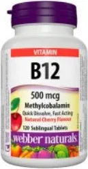 Webber Naturals Vitamin B12 500 мг 120 сублингвални таблетки