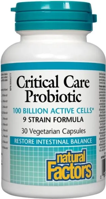 Natural Factors Critical Care Probiotic за стомашно-чревния тракт 100 млрд. активни пробиотици 9 щама х 30 капсули