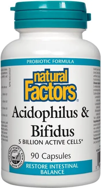 Natural Factors Acidophilus Bifidus Пробиотик 90 капсули