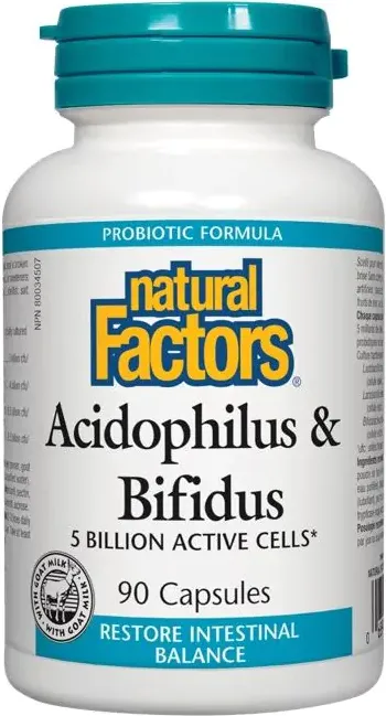 Natural Factors Acidophilus Bifidus Пробиотик 90 капсули