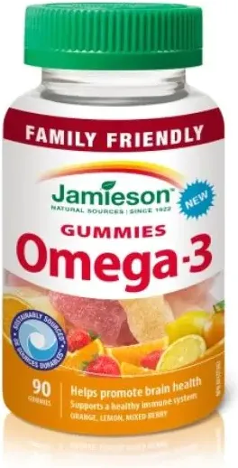 Jamieson Gummies Omega-3 Омега-3 с вкус на портокал, лимон и горски плодове 90 жeлирани дражета