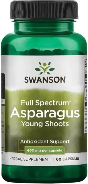 Swanson Full Spectrum Asparagus Young Shoots Пълен спектър Аспержи 400 мг 60 капсули