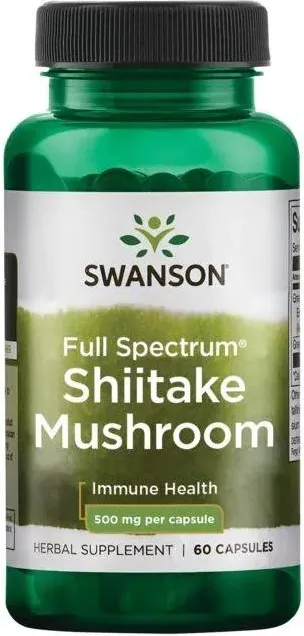 Swanson Full Spectrum Shiitake Mushroom Пълен Спектър Гъба Шийтаке 500 мг х 60 капсули