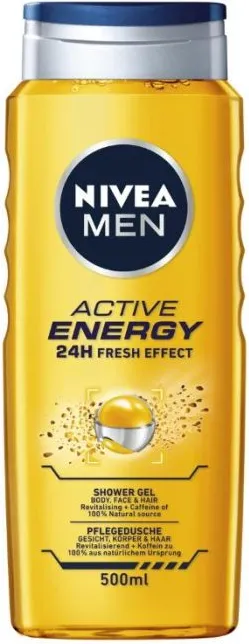 Nivea Men Active Energy Ревитализиращ душ-гел за мъже за тяло, лице и коса 500 мл