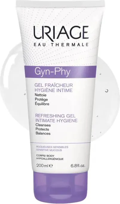 Uriage Gyn-Phy Защитен почистващ гел за интимна хигиена при чувствителна кожа и лигавица 200 мл