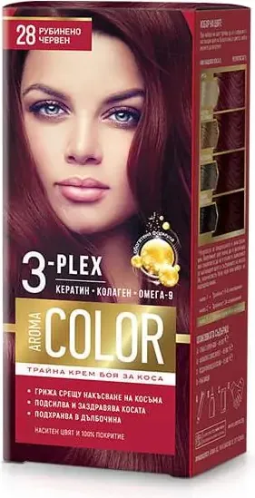 Color 3-Plex Трайна крем боя за коса Цвят № 28 Рубинено червен