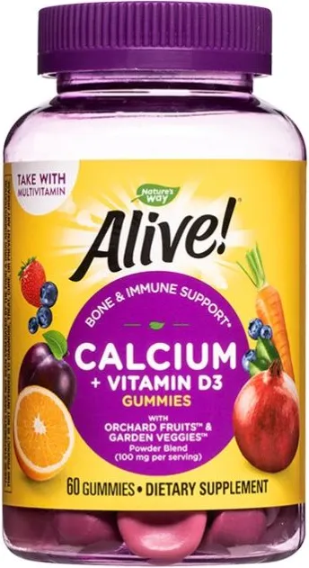 Nature's Way Alive Calcium + D3 Калций и Витамин D3 за здрави кости и зъби х60 желирани таблетки