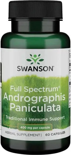 Swanson Full Spectrum Andrographis Paniculata Пълен спектър андрографис паникулата 400 мг х 60 капсули