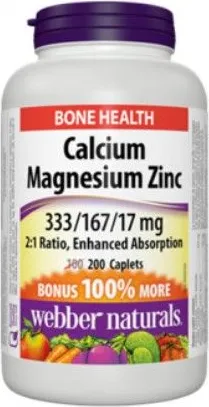 Webber Naturals Calcium Magnesium Zinc за коса, кожа и нокти 200 каплети