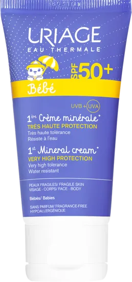 Uriage Bebe 1er Creme Minerale Минерален слънцезащитен крем за бебета и деца SPF50+ 50 мл