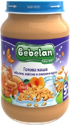 Bebelan Готова каша ябълки, кайсии и овесени ядки 5М+ 190 гр