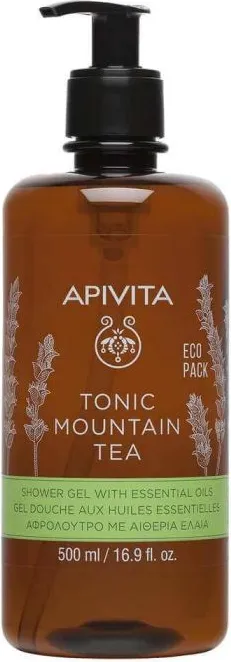 Apivita Tonic Mountain Tea Нежен почистващ и тонизиращ душ-гел с планински чай 500 мл