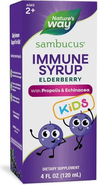 Nature's Way Sambucus Original syrup Kids With Echinacea Сироп за деца с черен бъз и ехинацея за силен имунитет 120 мл