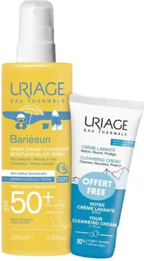 Uriage Bariesun Слънцезащитен спрей за деца за лице и тяло SPF50+ 200 мл + Подарък: Uriage Creme Lavante Измиващ крем за лице, тяло и коса 50 мл Комплект