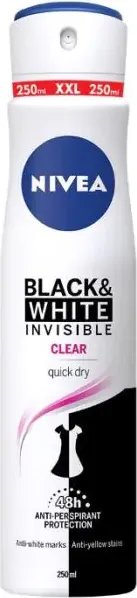 Nivea Black & White Invisible Clear Дезодорант спрей против изпотяване за жени 250 мл