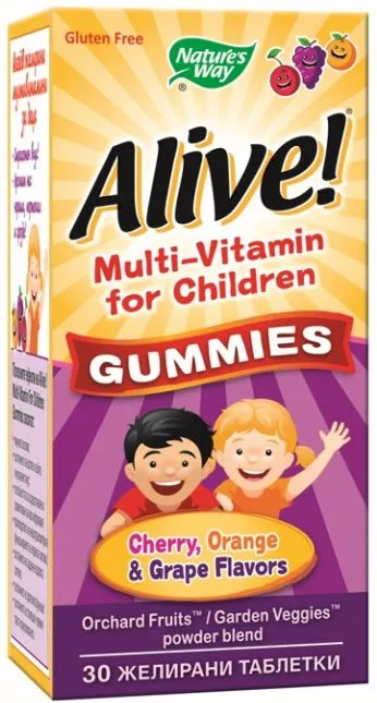 Nature's Way Alive Children's Multi-Vitamin Gummy Алайв мултивитамини за деца 30 желирани таблетки