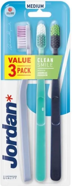 Jordan Clean Smile Medium Четка за зъби х 3 бр