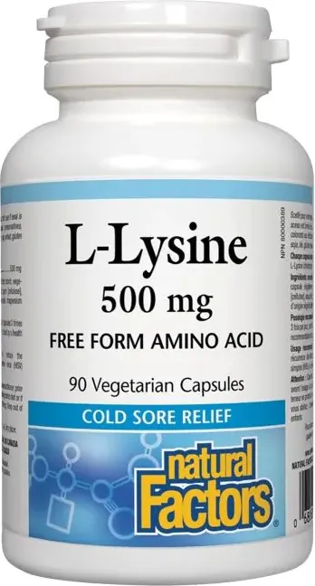 Natural Factors L-Lysine Л-Лизин с противовъзпалително действие 500 мг х 90 капсули