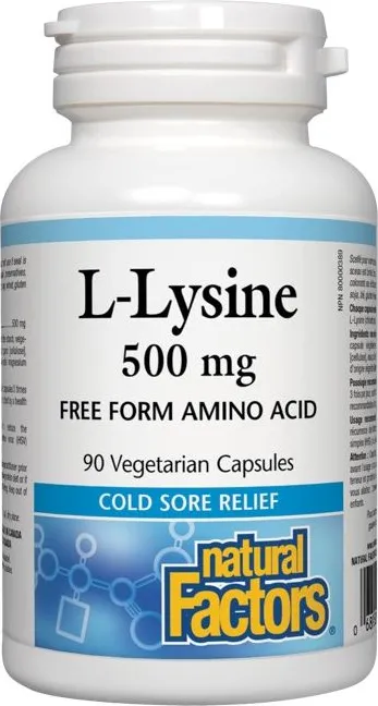 Natural Factors L-Lysine Л-Лизин с противовъзпалително действие 500 мг х 90 капсули