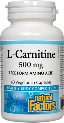 Natural Factors L-Carnitine увеличава физическата и умствената енергия 500 мг х 60 капсули