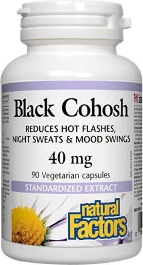 Natural Factors Black Cohosh Гроздовиден ресник - облекчава симптомите на менопауза 40 мг х 90 капсули