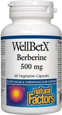 Natural Factors WellBetX Berberine за нормалните нива на кръвната захар и холестерола 500 мг х 60 капсули