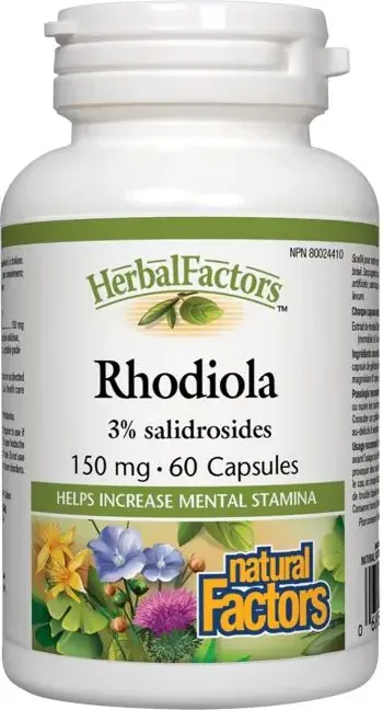 Natural Factors Rhodiola Златен корен при тревожност и паник атаки 150 мг х 60 капсули