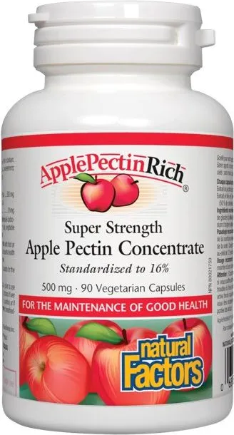 Natural Factors ApplePectinRich Apple Pectin Concentrate Ябълков пектин концентрат при наднормено тегло 500 мг х 90 капсули