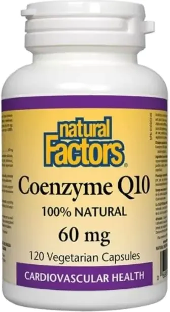 Natural Factors Coenzyme Q10 100% Natural Антиоксидант за енергия и нормална сърдечна функция 60 мг х 120 софтгел капсули