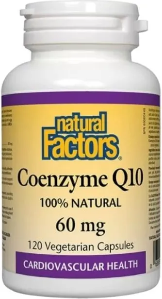 Natural Factors Coenzyme Q10 100% Natural Антиоксидант за енергия и нормална сърдечна функция 60 мг х 120 софтгел капсули