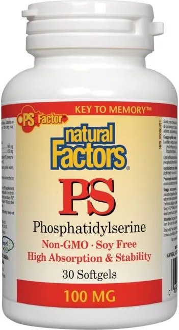 Natural Factors PS Phosphatidylserine оптимизира мозъчната дейност 100 мг х 30 софтгел капсули