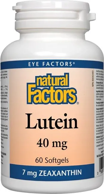 Natural Factors Lutein Лутеин за подобряване на зрението 40 мг х 60 капсули