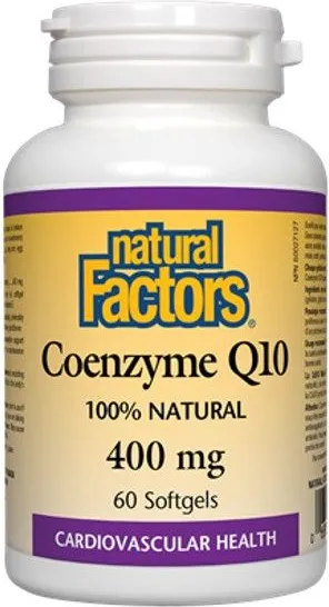 Natural Factors Coenzyme Q10 100% Natural Антиоксидант за енергия и нормална сърдечна функция 400 мг х 60 софтгел капсули