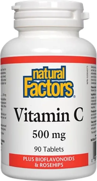 Natural Factors Vitamin C plus Bioflavonoids Шипка и Биофлавони за имунна сила 500 мг х 90 таблетки