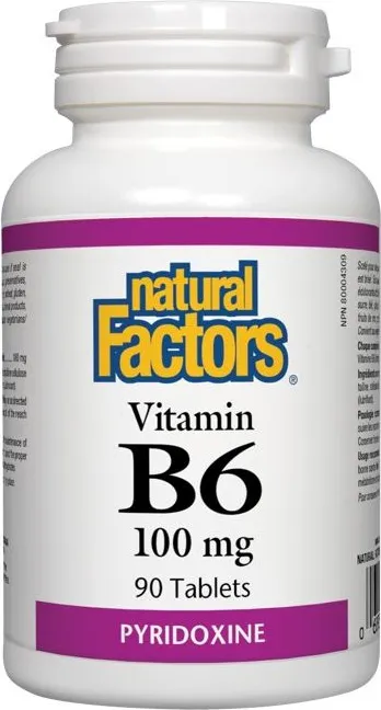 Natural Factors Vitamin B6 Пиридоксин хидрохлорид 100 мг 90 таблетки