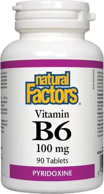 Natural Factors Vitamin B6 Пиридоксин хидрохлорид 100 мг 90 таблетки