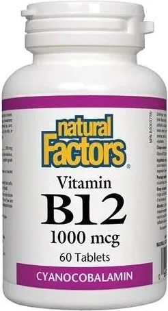 Natural Factors Vitamin B12 Цианкобаламин 1000 мкг х60 таблетки