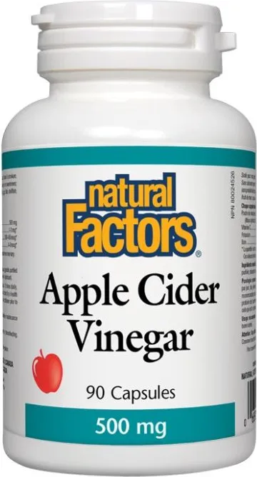 Natural Factors Apple Cider Vinegar Ябълков оцет за здравословно отслабване 500 мг х 90 капсули