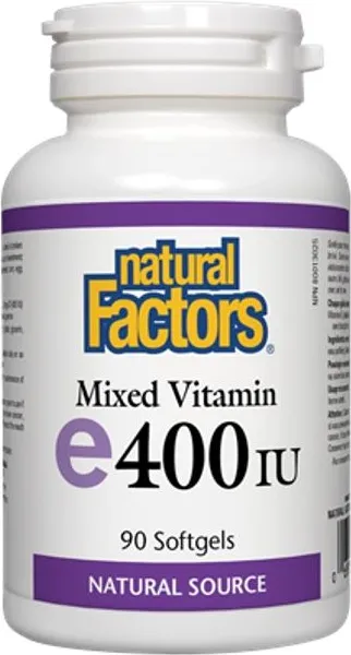 Natural Factors Mixed Vitamin E 400 IU Токофероли микс - естествена форма на витамин Е 268 мг х 90 капсули