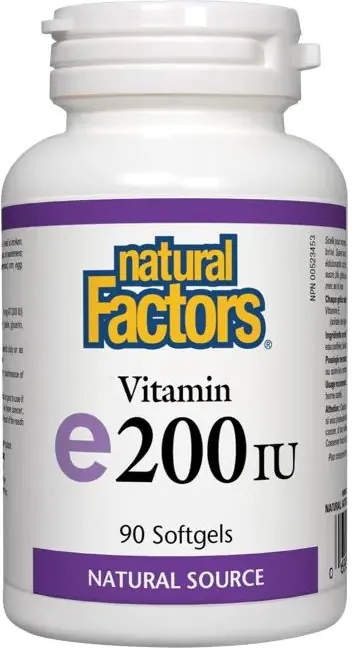 Natural Factors Vitamin E 200 IU d- алфа токоферил – натурална форма 100 мг х 90 софтгел капсули