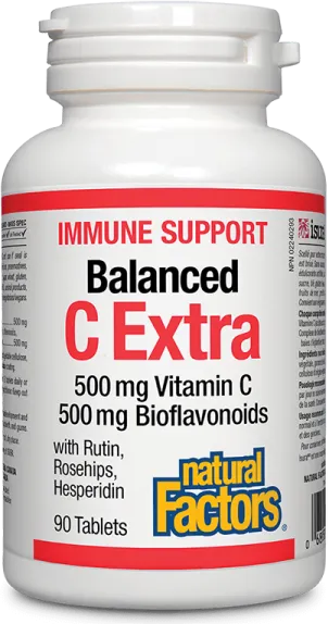 Natural Factors Immune Support C Extra + Quercetin Bioflavonoids Витамин С 500 мг + Биофлавоноиди 500 мг х 90 таблетки