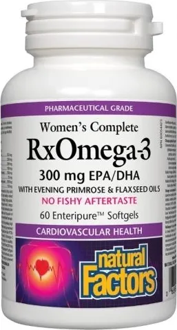 Natural Factors Women's Complete Rx Omega-3 поддържа сърдечно-съдовото здраве 1035 мг х 60 софтгел капсули