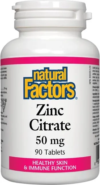 Natural Factors Zinc Citrate Цинк (цитрат) за имунитет и здрава кожа 50 мг 90 таблетки