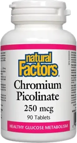 Natural Factors Chromium Picolinate За балансирани нива на кръвната захар 250 мкг 90 таблетки