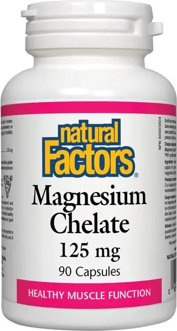 Natural Factors Magnesium Chelate За поддържане на мускулната функция 125 мг х90 капсули