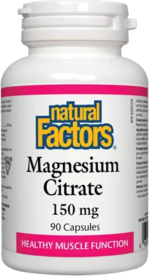 Natural Factors Magnesium Citrate за поддържане на мускулната функция 150 мг х 90 капсули