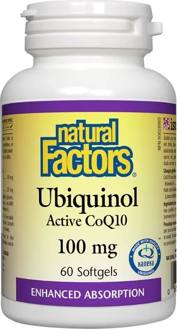 Natural Factors Ubiquinol Active CoQ10 Убиквинол - антиоксидант 100 % абсорбация 100 мг х 60 софтгел капсули