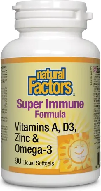 Natural Factors Super Immune Formula Витамин A, D3, Цинк & Омега-3 х90 капсули