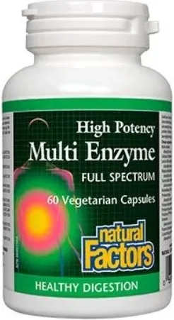 Natural Factors Multi Enzyme Пълен спектър храносмилателни ензими х 60 капсули